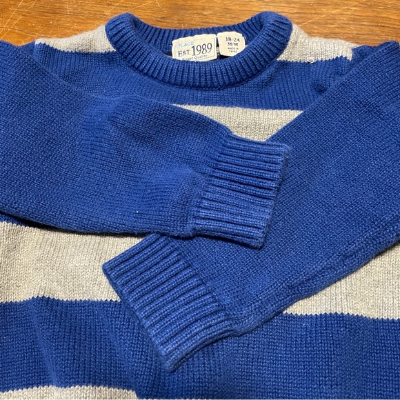 Set of 2 striped Children’s Place Sweaters, size 18-24 month, blue grey orange - Picture 4 of 7